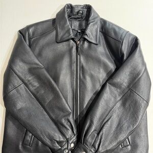 100% leather oversized bomber jacket